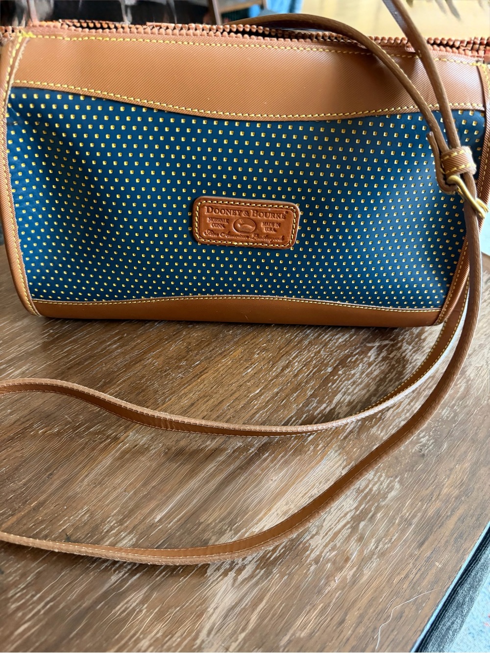 Rare Vintage Dooney & Bourke All-Weather Leather Bag- Dot Print